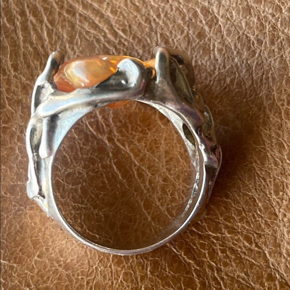 950 silver Mexican fire opal ring - Picture 9 of 10
